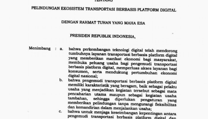 Pemerintah Terbitkan Perpres Nomor 27, SOS : Perlindungan Ekosistem Bisnis Tapi Pengemudi Belum Terlindungi